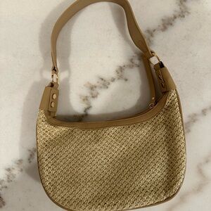 Stylish Tan and Cream Woven Shoulder Bag
